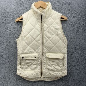 J.Crew Vest Womens‎ XS Ivory Excursion Quilted Primaloft Vest Full Zip Pockets